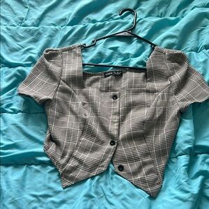 SHEIN Black and White Plaid Blouse